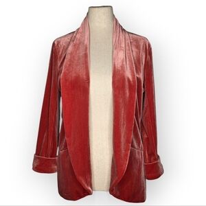 Traffic People Rust Velvet Boyfriend Blazer Jacket Size M